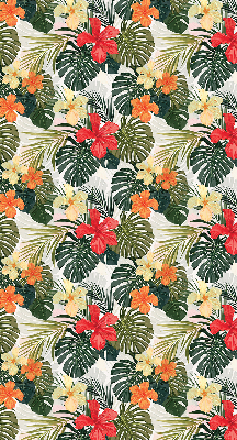 Rollo lichtundurchlässig mit tropischen Blumen- und Blattmotiven