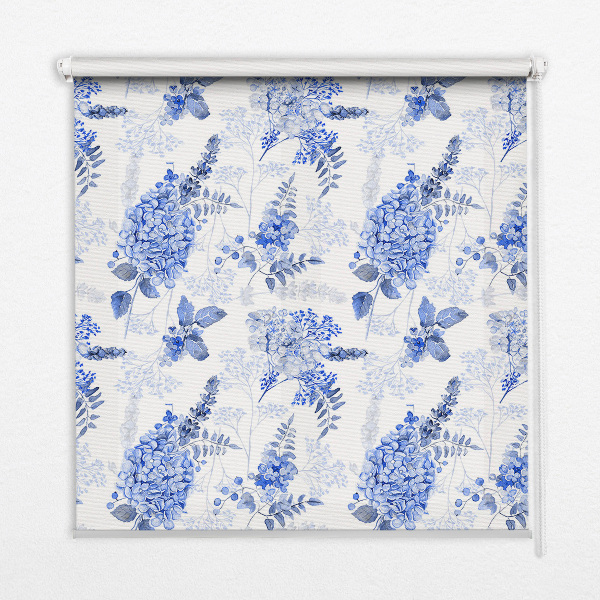 Fenster Rollo mit blauem Blumenmuster