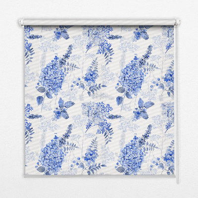 Fenster Rollo mit blauem Blumenmuster