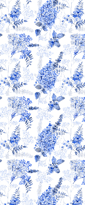 Fenster Rollo mit blauem Blumenmuster