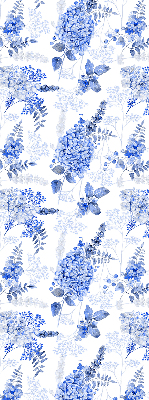 Fenster Rollo mit blauem Blumenmuster