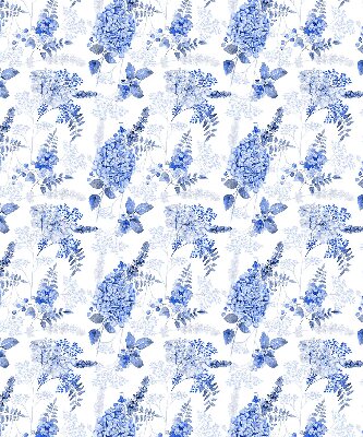 Fenster Rollo mit blauem Blumenmuster