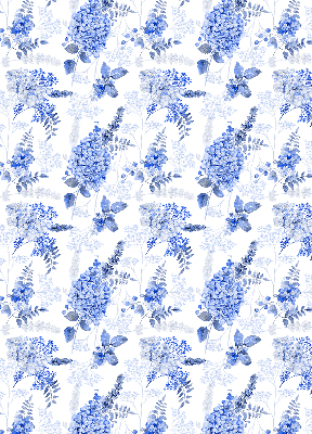 Fenster Rollo mit blauem Blumenmuster