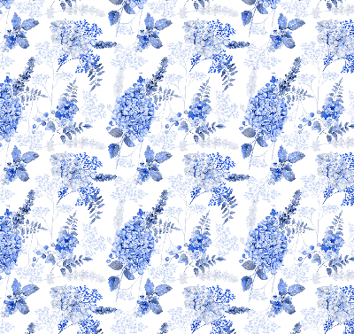 Fenster Rollo mit blauem Blumenmuster