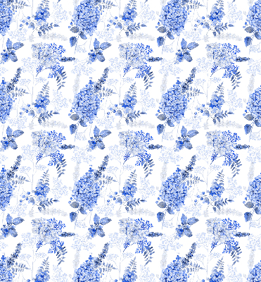 Fenster Rollo mit blauem Blumenmuster