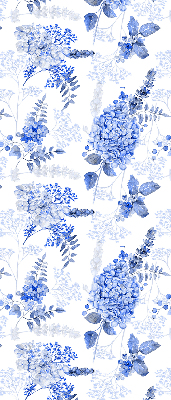 Fenster Rollo mit blauem Blumenmuster