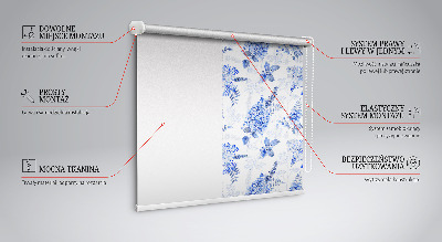 Fenster Rollo mit blauem Blumenmuster