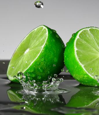 Rollo lichtundurchlässig mit Motiv Limetten im Wasser