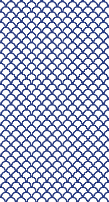 Fenster Rollo in blauem Schuppenmuster