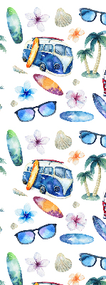 Rollo lichtundurchlässig mit Motiv aus Autos und Palmen auf Hawaii