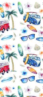 Rollo lichtundurchlässig mit Motiv aus Autos und Palmen auf Hawaii