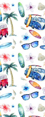 Rollo lichtundurchlässig mit Motiv aus Autos und Palmen auf Hawaii