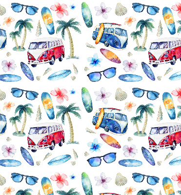 Rollo lichtundurchlässig mit Motiv aus Autos und Palmen auf Hawaii
