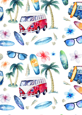 Rollo lichtundurchlässig mit Motiv aus Autos und Palmen auf Hawaii