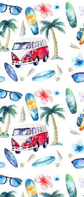 Rollo lichtundurchlässig mit Motiv aus Autos und Palmen auf Hawaii