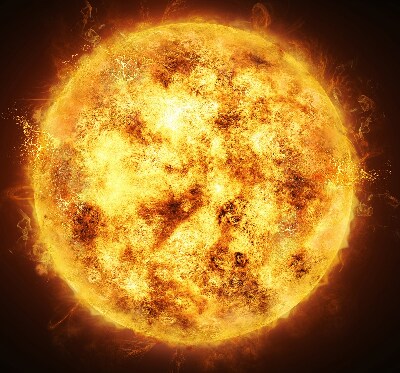 Verdunkelungsrollo in gelber Netzoptik
