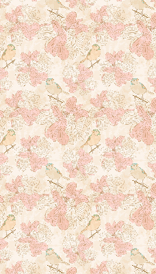 Fensterrollo mit Motiv von Vögeln zwischen Blumen