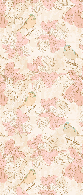 Fensterrollo mit Motiv von Vögeln zwischen Blumen