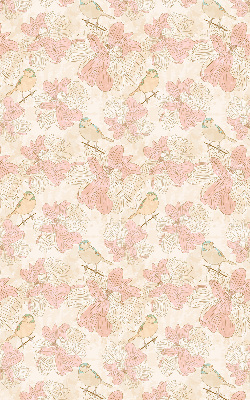 Fensterrollo mit Motiv von Vögeln zwischen Blumen