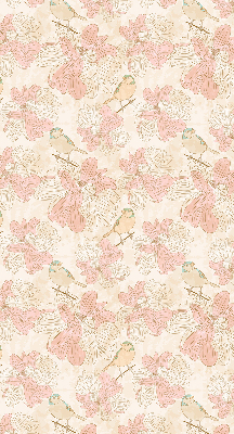Fensterrollo mit Motiv von Vögeln zwischen Blumen