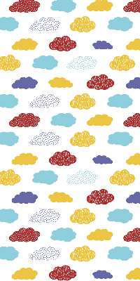 Verdunkelungsrollo mit buntem Wolkenmotiv