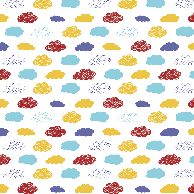 Verdunkelungsrollo mit buntem Wolkenmotiv