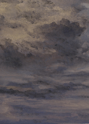 Verdunkelungsrollo mit gemaltem Himmel als Motiv