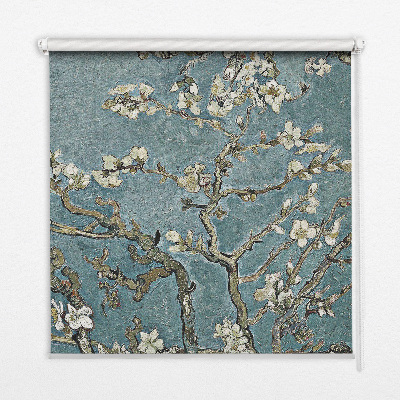 Fenster Rollo mit Zweigen auf blauem Hintergrund