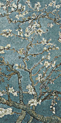 Fenster Rollo mit Zweigen auf blauem Hintergrund