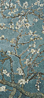 Fenster Rollo mit Zweigen auf blauem Hintergrund