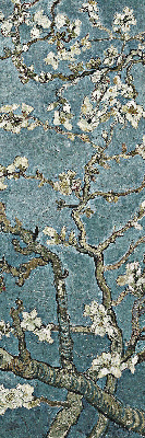 Fenster Rollo mit Zweigen auf blauem Hintergrund