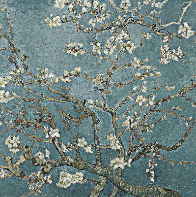 Fenster Rollo mit Zweigen auf blauem Hintergrund