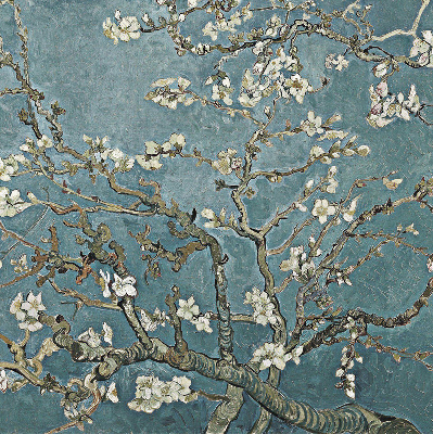 Fenster Rollo mit Zweigen auf blauem Hintergrund