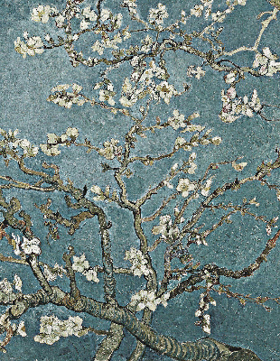 Fenster Rollo mit Zweigen auf blauem Hintergrund