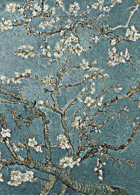 Fenster Rollo mit Zweigen auf blauem Hintergrund