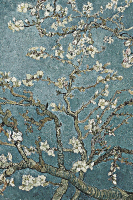 Fenster Rollo mit Zweigen auf blauem Hintergrund