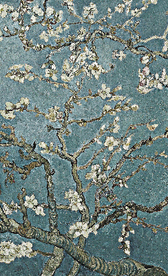 Fenster Rollo mit Zweigen auf blauem Hintergrund