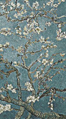 Fenster Rollo mit Zweigen auf blauem Hintergrund