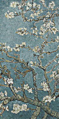 Fenster Rollo mit Zweigen auf blauem Hintergrund