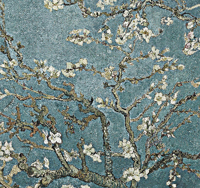 Fenster Rollo mit Zweigen auf blauem Hintergrund