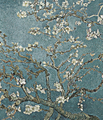 Fenster Rollo mit Zweigen auf blauem Hintergrund