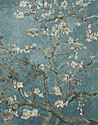 Fenster Rollo mit Zweigen auf blauem Hintergrund