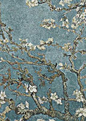 Fenster Rollo mit Zweigen auf blauem Hintergrund