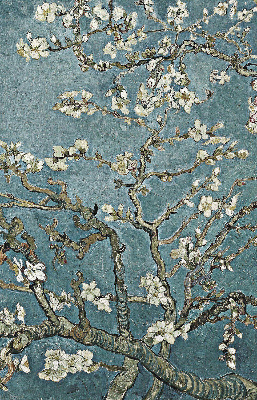 Fenster Rollo mit Zweigen auf blauem Hintergrund