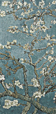 Fenster Rollo mit Zweigen auf blauem Hintergrund