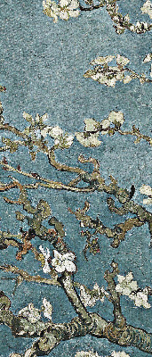 Fenster Rollo mit Zweigen auf blauem Hintergrund