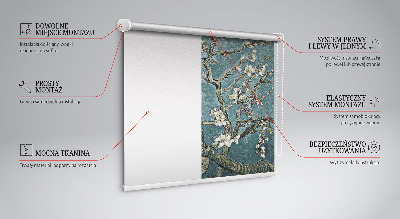 Fenster Rollo mit Zweigen auf blauem Hintergrund