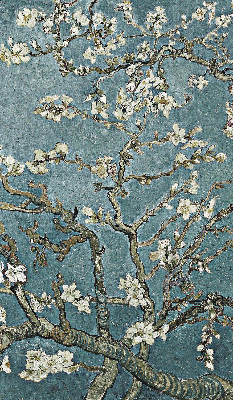 Fenster Rollo mit Zweigen auf blauem Hintergrund