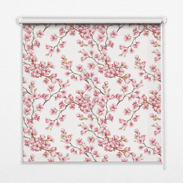 Verdunkelungsrollo mit rosa Blütenblättern und Knospenmotiv