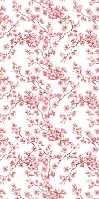 Verdunkelungsrollo mit rosa Blütenblättern und Knospenmotiv